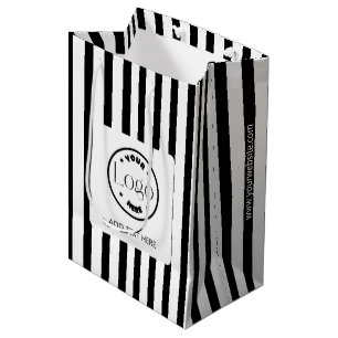 Shopping von Logos für Schwarzweiß-Streifen Mittlere Geschenktüte