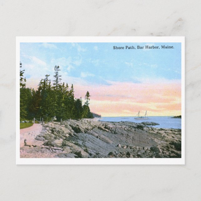 Shore Path, Bar Harbour, ME Vintag Postkarte (Vorderseite)