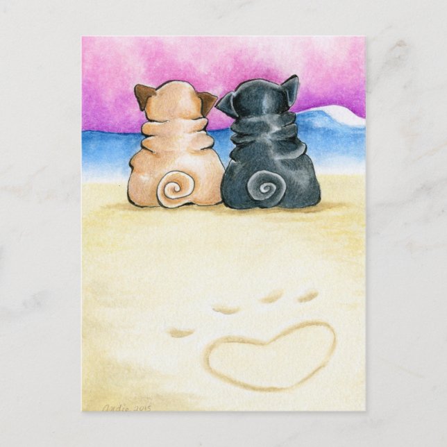 Shore Theyre Liebe Mops Postkarte (Vorderseite)