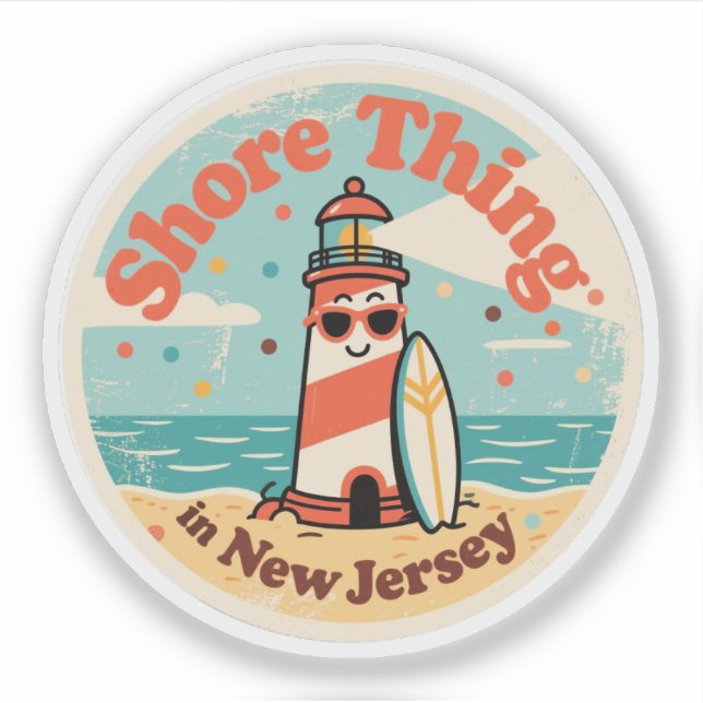Shore Thing_ New Jersey Lighthouse Artwork Aufkleber (Vorderseite)