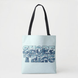 Shore Thing | Retro Blau Ozeanwellen Grafik Strand Tasche