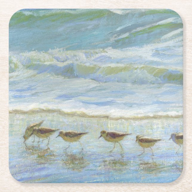Shorebirds, Ein Tag am Strand Rechteckiger Pappuntersetzer (Vorderseite)