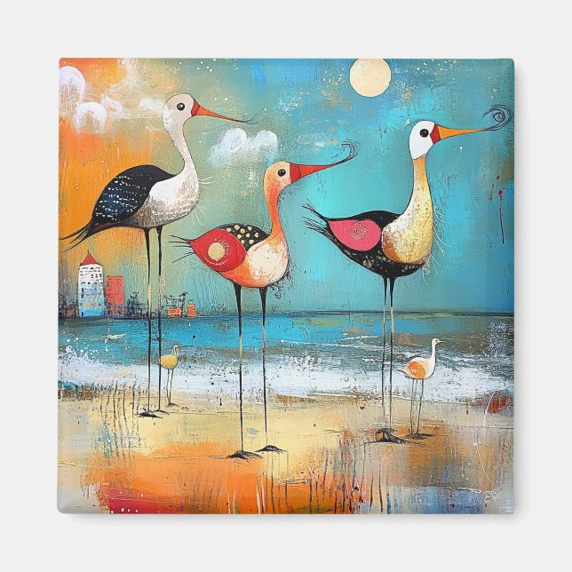 Shorebirds, skurrile Abbildung, Magnet (Vorne)