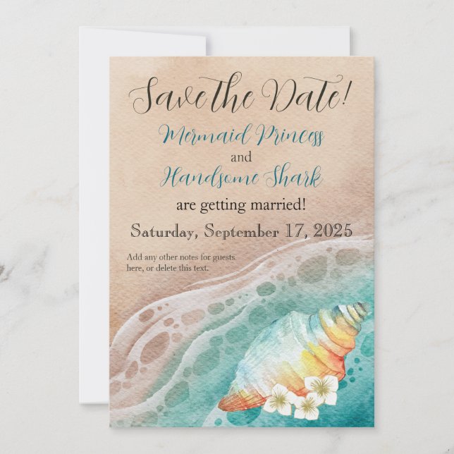 Shoreline Dreams Watercolor Beach Hochzeit Save The Date (Vorderseite)