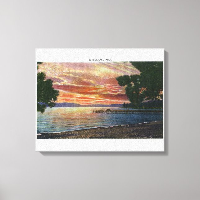 Shoreline Sunset View mit Pier Leinwanddruck (Vorderseite)