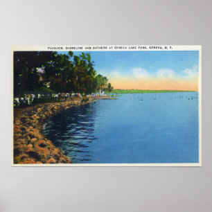 Shoreline View of Seneca Lake Park Pavilion Poster