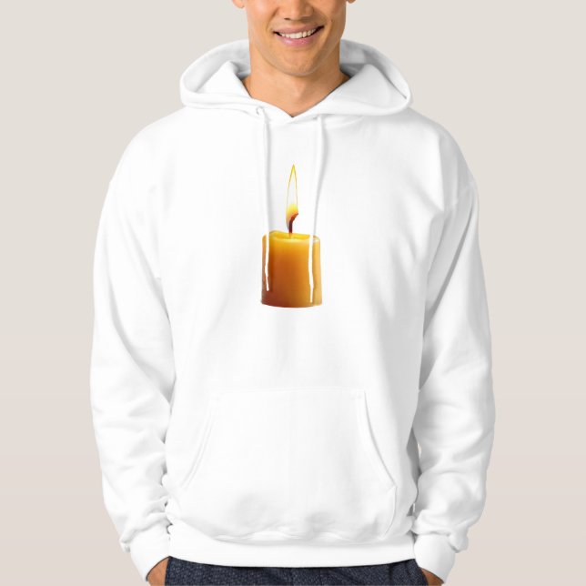 Short cylindrical candle lit with a bright flame hoodie (Vorderseite)