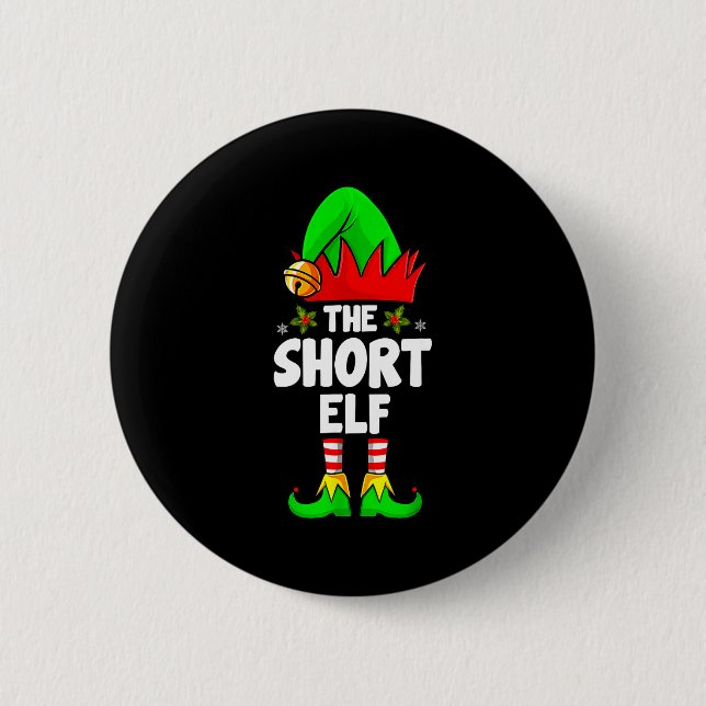 Short Elf Family Matching Group Christmas Pajamas  Button (Vorderseite)