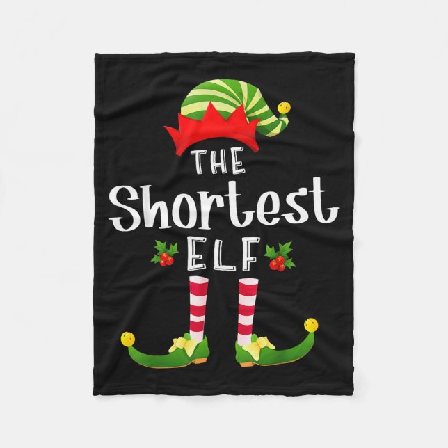 Shortest Christmas Elf Matching Pajama X-mas Party Fleecedecke (Vorderseite)
