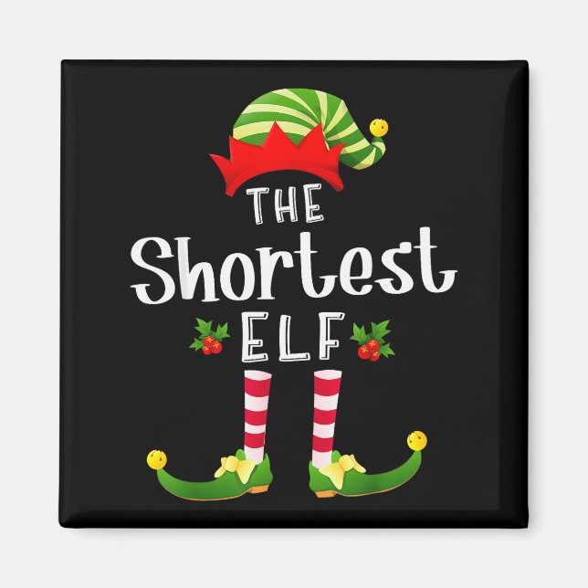 Shortest Christmas Elf Matching Pajama X-mas Party Magnet (Vorne)