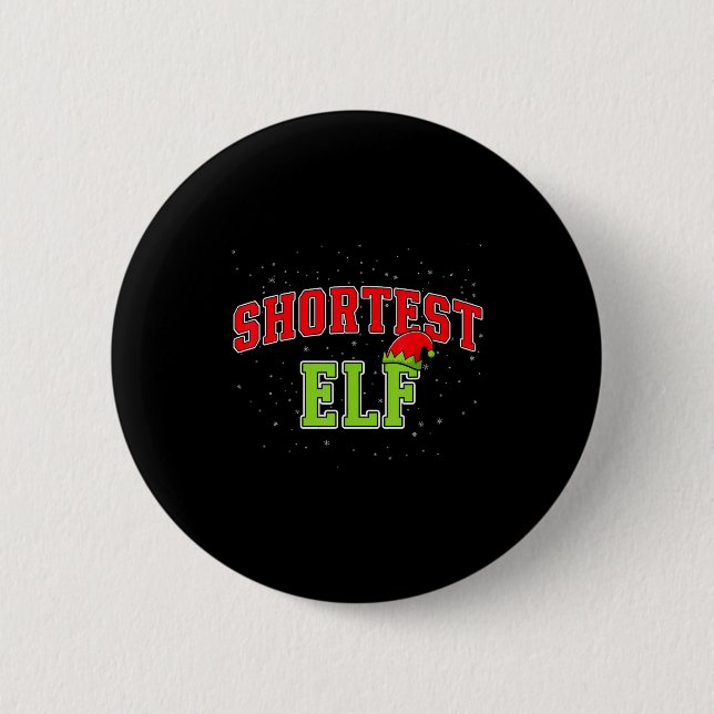 Shortest Elf Christmas Family Matching Group Xmas  Button (Vorderseite)