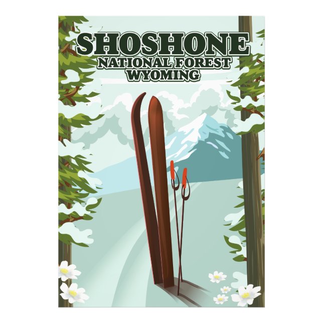 Shoshone National Forest Ski Reiseplakat Fotodruck (Vorne)
