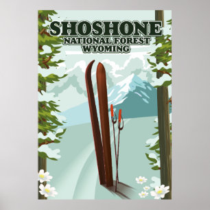 Shoshone National Forest Ski travel poster 