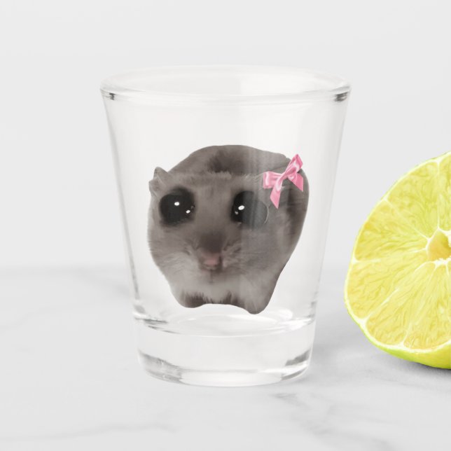Shot Glass Coquette Sad Hamster Meme Schnapsglas (Vorderseite)
