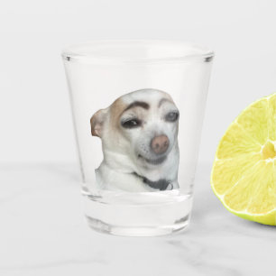 Shot Glass Eyebrow Dog Meme Schnapsglas