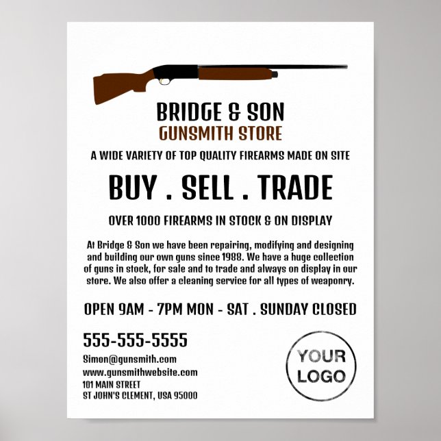 Shotgun Design, Gunsmith, Werbung in Verkaufsräume Poster (Vorne)