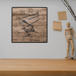Shotgun Jagd Leben Woods Buck und Shotgun Quadratische Wanduhr