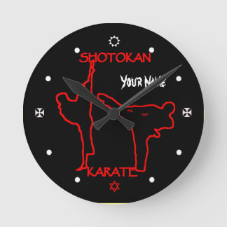 Shotokan Karate Black Belt Individuelle Name Watch Runde Wanduhr