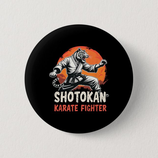 Shotokan Karate Fighter Martial Arts Tiger Funny K Button (Vorderseite)