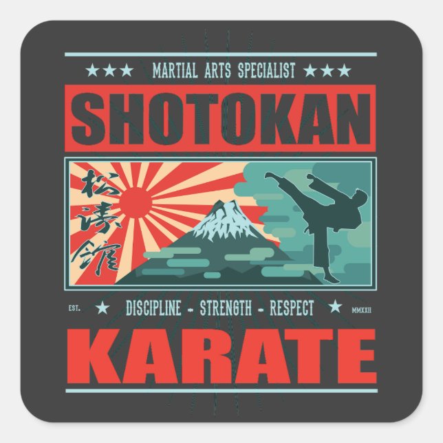 Shotokan Karate im Japan-Stil - Traditions Design Quadratischer Aufkleber (Vorderseite)
