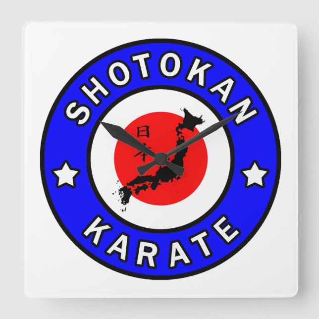 Shotokan Karate Quadratische Wanduhr (Vorderseite)