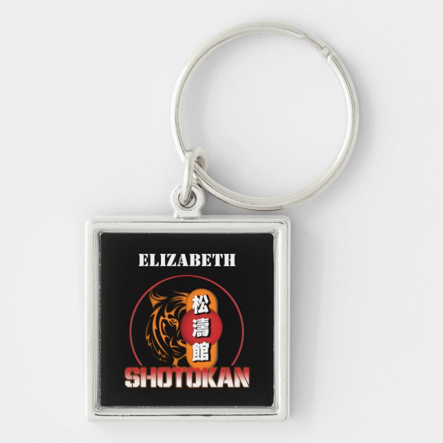 Shotokan Karate Tiger und japanisches Kanji Ihr Na Schlüsselanhänger (Vorne)