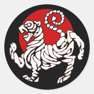 Shotokan Tiger-aufgehende Sonne Runder Aufkleber