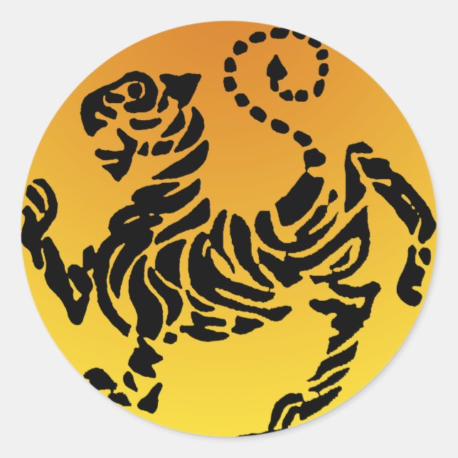 Shotokan Tiger - Gold Runder Aufkleber (Vorderseite)