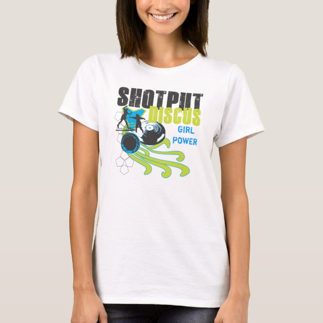 Shotput und Discus - Mädchen-Power Hoodie T-Shirt (Vorderseite)