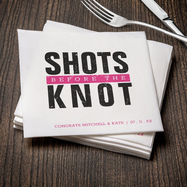 Shots vor dem Knoten Hot Pink Junggeselinnen-Absch Serviette (Shots Before the Knot Bachelorette Party Napkins
)