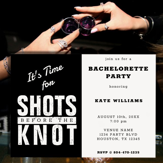 Shots vor dem Knoten-Junggeselinnen-Abschied Einladung (Shots Before the Knot Bachelorette Party Invitation)