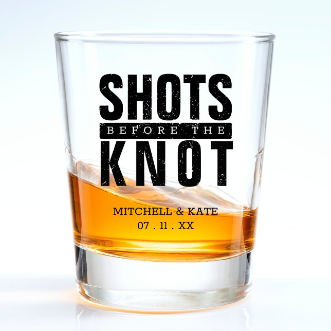 Shots vor dem Knoten-Junggeselinnen-Abschied Schnapsglas (Shots Before the Knot Bachelorette Party Shot Glass)