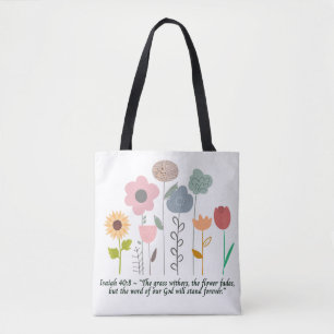 Shoulder Floral Isaiah 40:8 Tote Tasche