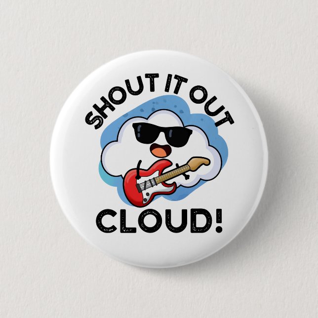 Shout Cloud Funny Music Weather Puff Button (Vorderseite)