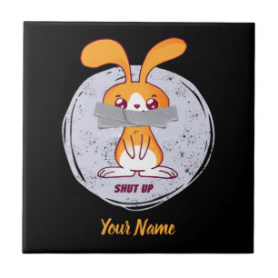 Shout Rabbit Funny Sarcastic Comic Design Fliese