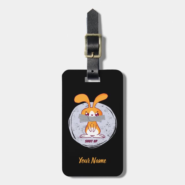 Shout Rabbit Funny Sarcastic Comic Design Gepäckanhänger (Vorderseite vertikal)