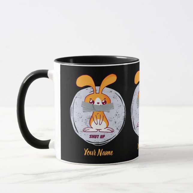 Shout Rabbit Funny Sarcastic Comic Design Tasse (Links)
