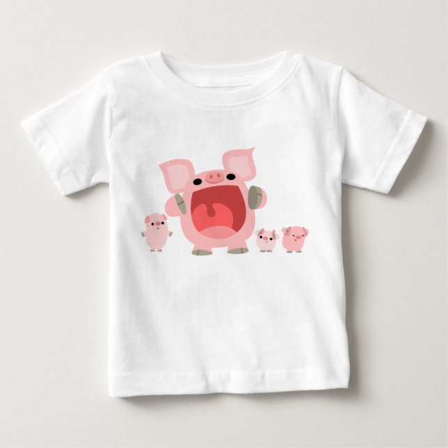 Shouting Cartoon Schweine Baby T - Shirt (Vorderseite)