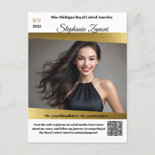 Show Autogrammkarte Gold Glanz QR Code Postkarte