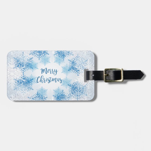 SHOW FLAKES PATTERN Frohe Weihnachten Gepäckanhänger (Vorderseite horizontal)