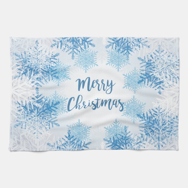 SHOW FLAKES PATTERN Frohe Weihnachten Handtuch (Horizontal)