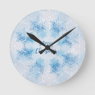SHOW FLAKES PATTERN Frohe Weihnachten Runde Wanduhr