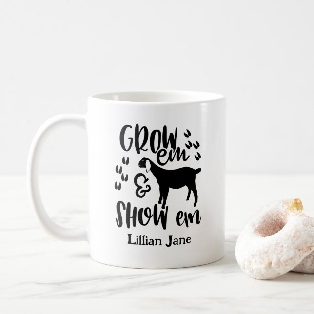 Show Goat Custom Name Kaffeetasse (Mit Donut)