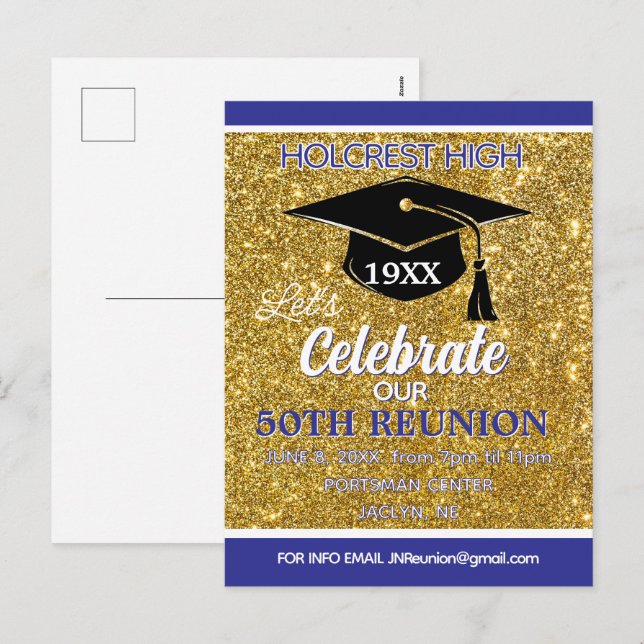 Show stopper Class Reunion invitation post card (Devant / Derrière)