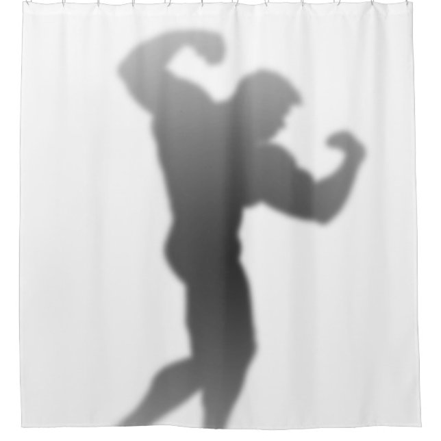 Show-Zeit - lustige Bodybuilder-Mann-Silhouette Duschvorhang (Vorderseite)