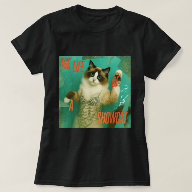 Showcat Diva Cat Meme Y2K Glam Funny Shirt (Design vorne)