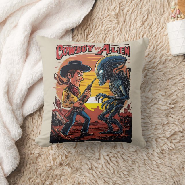 Showdown bei Sundown - Cowboy vs. Alien Kissen (Decke)