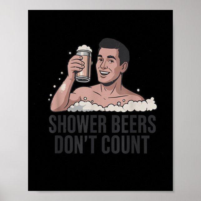 Shower Beers Don’t Count Funny Beer Lover Retro  Poster (Vorne)