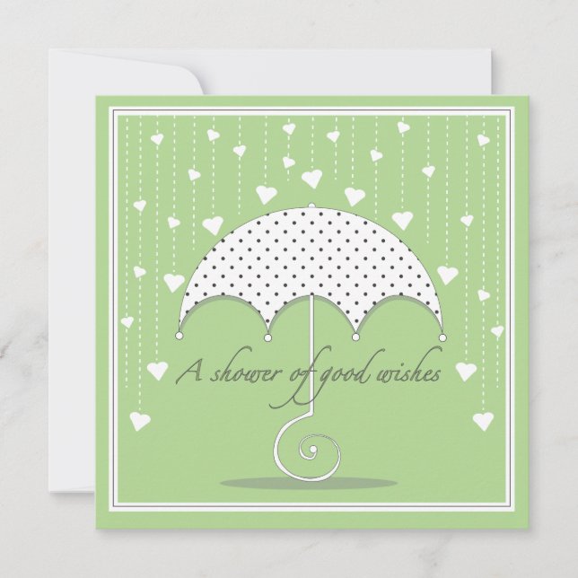 Shower the Hearts Green Baby shower Invitation (Devant)