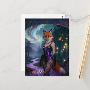 Showgirl Rotfuchs in einem Wald Postkarte